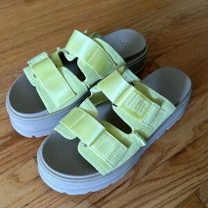 Ugg sz 8 Clem Suede platform sandals lemon yellow comfy  NWOT new without tags